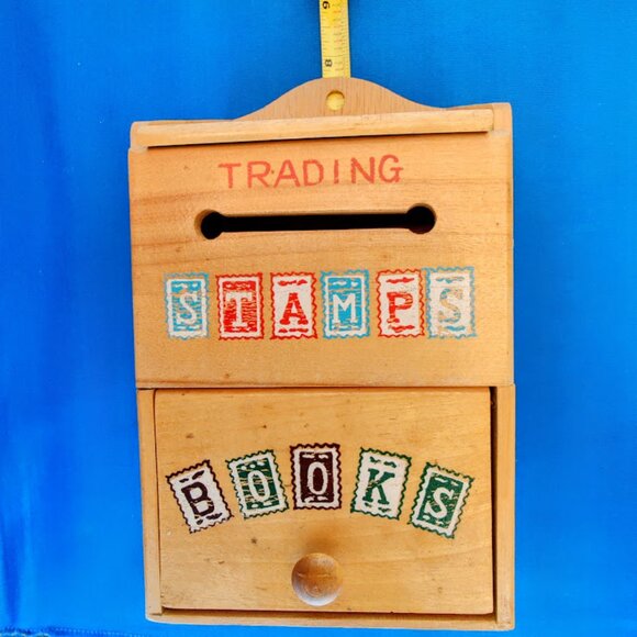 Vintage 1950s Wood Trading Stamps & Book Saver Box w/Flip Top - Picture 10 of 11